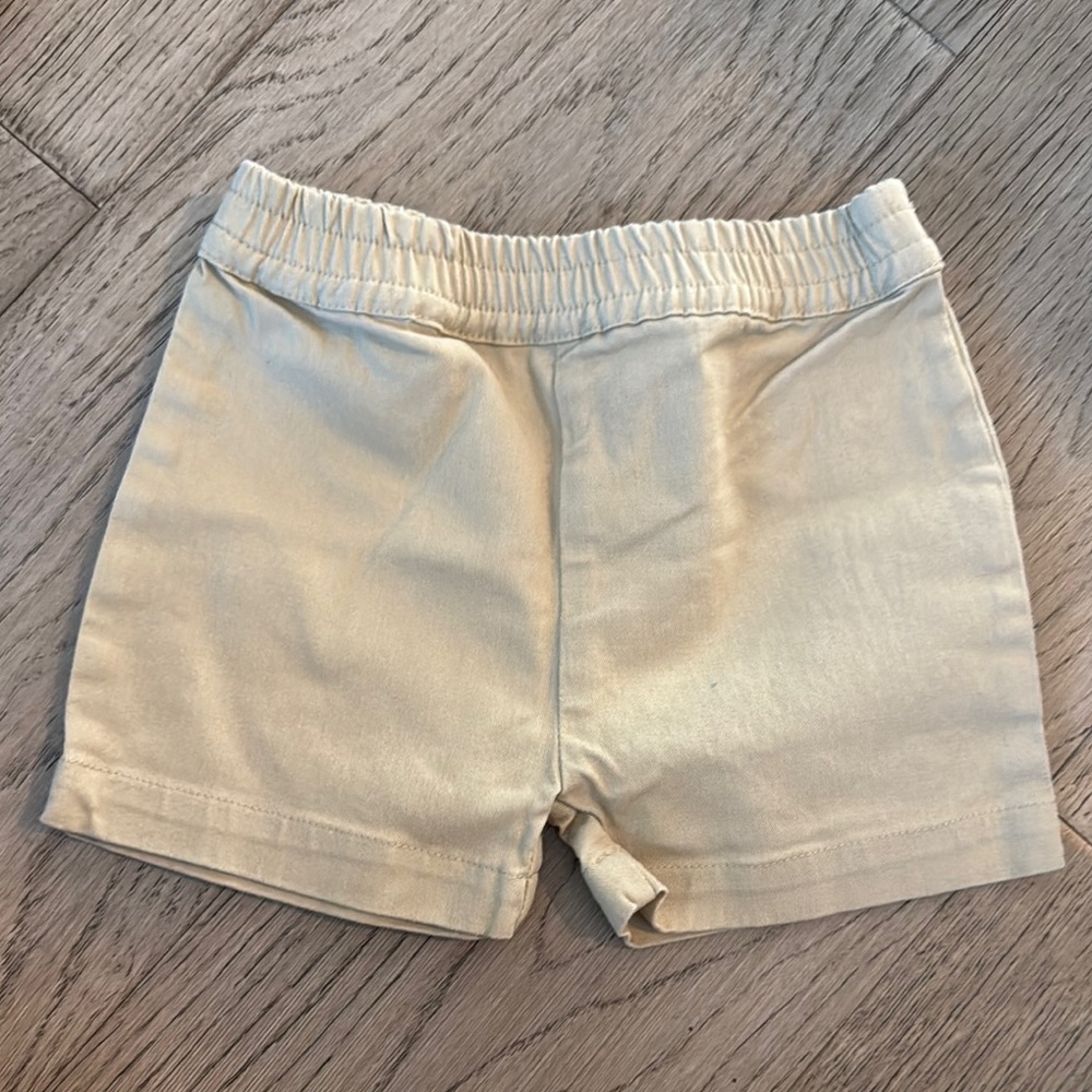 Cream Elastic Waist Shorts